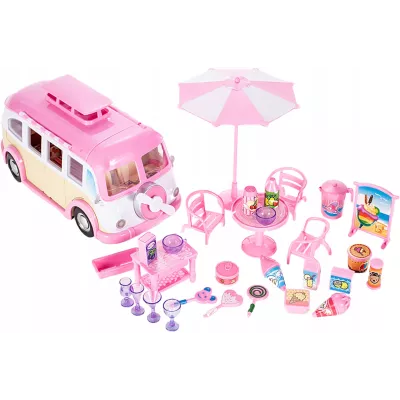 Kamper Lodziarnia dla Lalek 2w1 – ICE Cream Camper | Food Truck, Kawiarenka, Akcesoria | Kreatywna Zabawa 3+