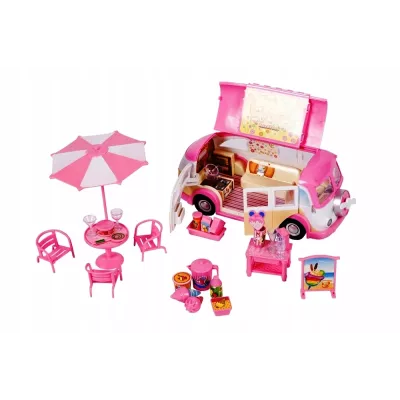 Kamper Lodziarnia dla Lalek 2w1 – ICE Cream Camper | Food Truck, Kawiarenka, Akcesoria | Kreatywna Zabawa 3+