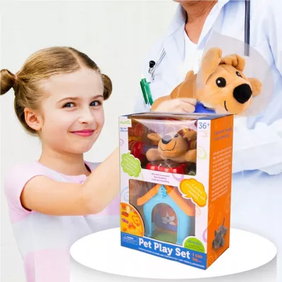 Zestaw Mały Weterynarz – piesek pluszowy, buda i akcesoria weterynaryjne