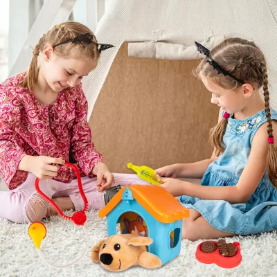 Zestaw Mały Weterynarz – piesek pluszowy, buda i akcesoria weterynaryjne