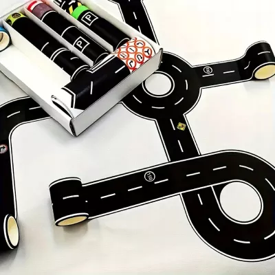 Zestaw 28 rolek taśma samoprzylepna droga jezdnia ulica naklejki znaki