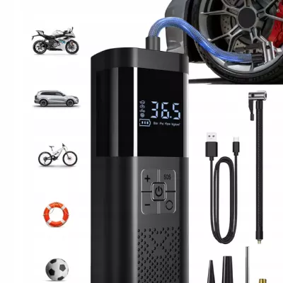 Akumulatorowa pompka elektryczna mini kompresor samochodowy flashlight SOS