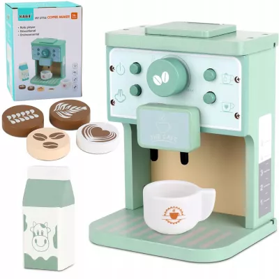 Drewniany ekspres do kawy dla dzieci z akcesoriami
