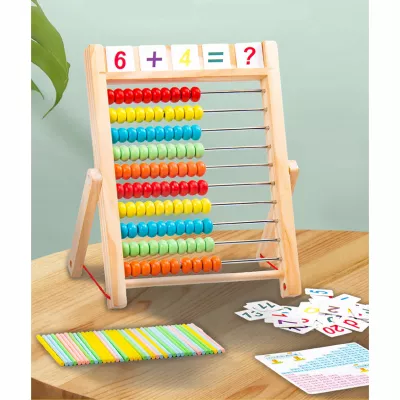 Liczydło Dziecięce Drewniane Edukacyjne 10 Rzędów Nauka Liczenia Cyfry