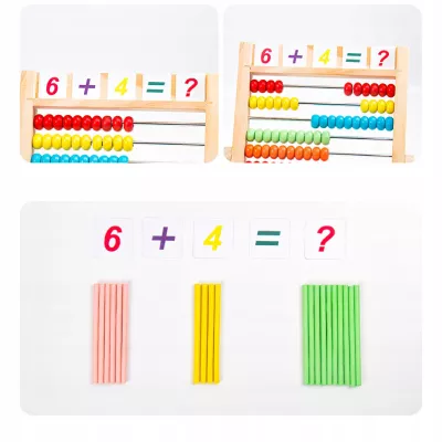 Liczydło Dziecięce Drewniane Edukacyjne 10 Rzędów Nauka Liczenia Cyfry