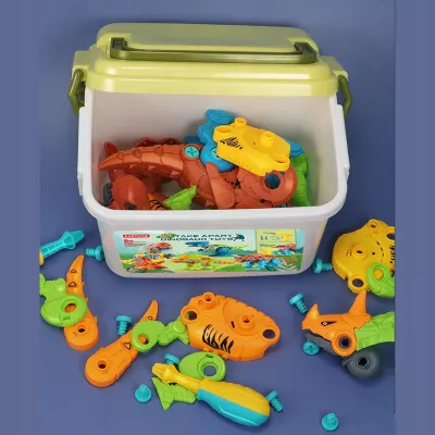 Zestaw Klocków konstrukcyjnych Dinozaury Wkrętarka na baterie i Śrubokręt