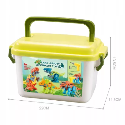 Zestaw Klocków konstrukcyjnych Dinozaury Wkrętarka na baterie i Śrubokręt