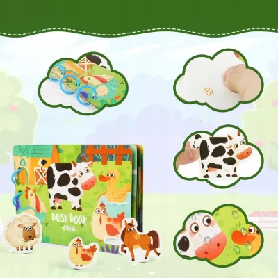 Książeczka Montessori Farma na rzepy DIY Edukacyjna i Kreatywna dla dzieci