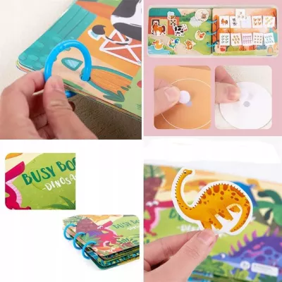 Książeczka Edukacyjna Dinozaury Puzzle Na Rzep Alfabet Kształty Montessori