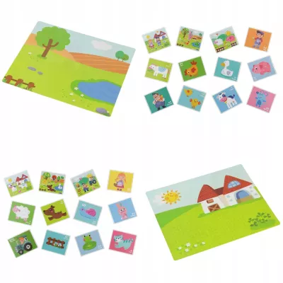 Tablica suchościeralna magnetyczna układanka farma zwierzątka ZKB