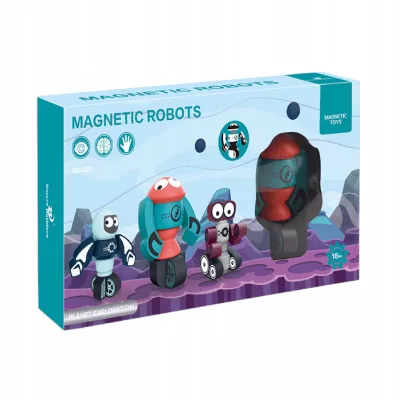 Klocki magnetyczne dla dzieci roboty 21 elementów kosmiczna zabawa