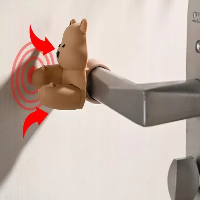 Silikonowa osłona na klamkę - anty uderzeniowy ochraniacz drzwi miś brązowy