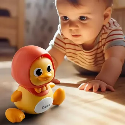 Interaktywna kaczka z maluchem na magnes dla dzieci nauka raczkowania