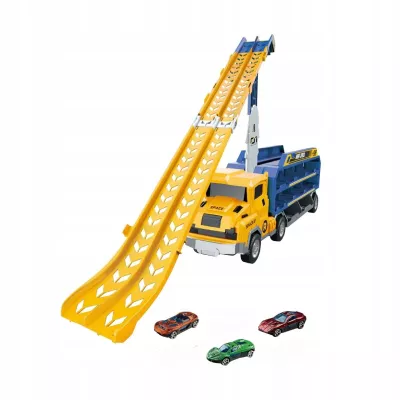 Laweta Ciężarówka Tor Wyścigowy Parking Zjeżdżalnia Garaż + Resoraki 3 szt.