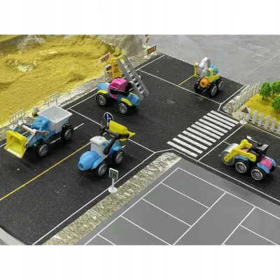 Klocki Magnetyczne Pojazdy Budowlane Drogowe Komplet Zestaw 6 pojazdów