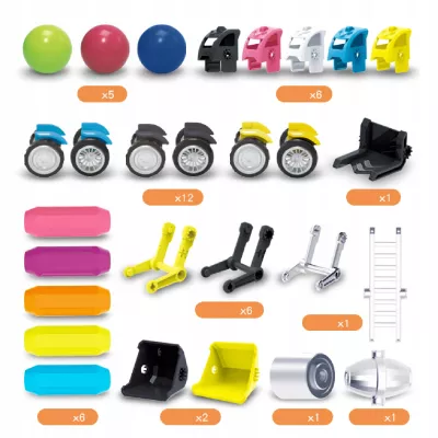 Klocki Magnetyczne Pojazdy Budowlane Drogowe Komplet Zestaw 6 pojazdów