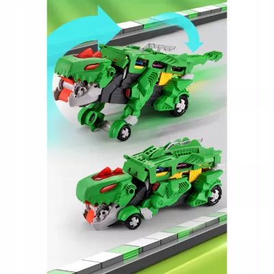 Ciężarówka dinozaur T-rex wyrzutnia zjeżdżalnia + 2 resoraki połykacz autka