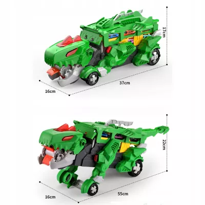 Ciężarówka dinozaur T-rex wyrzutnia zjeżdżalnia + 2 resoraki połykacz autka