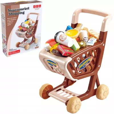 Wózek sklepowy koszyk dla dzieci słodycze ciastka napoje sklep 62 el.