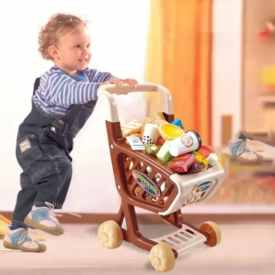 Wózek sklepowy koszyk dla dzieci słodycze ciastka napoje sklep 62 el.