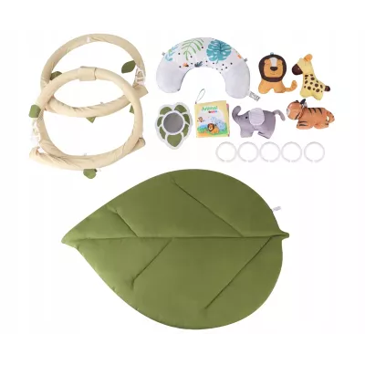 Mata edukacyjna sensoryczna interaktywna Liść z pałąkami i zabawkami 0+