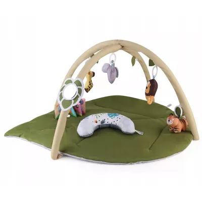 Mata edukacyjna sensoryczna interaktywna Liść z pałąkami i zabawkami 0+