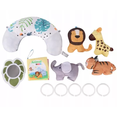 Mata edukacyjna sensoryczna interaktywna Liść z pałąkami i zabawkami 0+