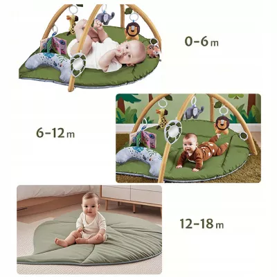 Mata edukacyjna sensoryczna interaktywna Liść z pałąkami i zabawkami 0+