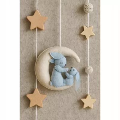 Karuzelka do Łóżeczka Dziecięcego Boho Naturalne Drewno + pałąk Rabbit Moon