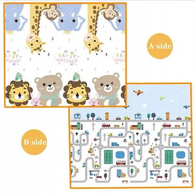 Dwustronna Mata piankowa edukacyjna składana dla dzieci duża 180x200 cm