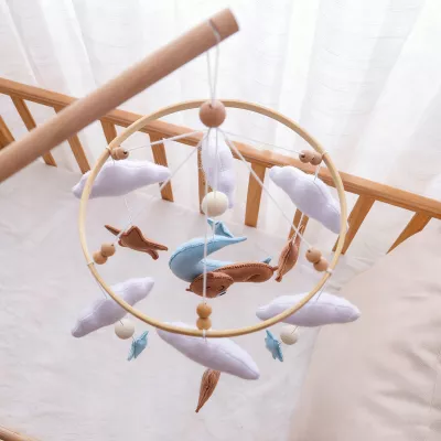 Karuzelka do Łóżeczka Dziecięcego Boho Naturalne Drewno + pałąk Bear & Moon