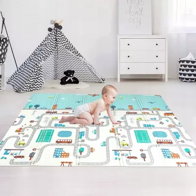 Dwustronna Mata piankowa edukacyjna składana dla dzieci duża 180x200 cm