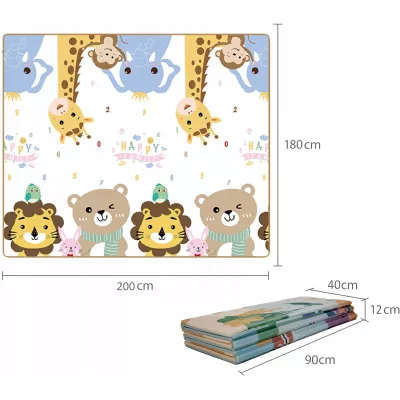 Dwustronna Mata piankowa edukacyjna składana dla dzieci duża 180x200 cm