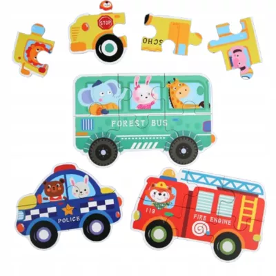 Moje pierwsze puzzle pojazdy 30 el. w kolorowej puszce dla dzieci