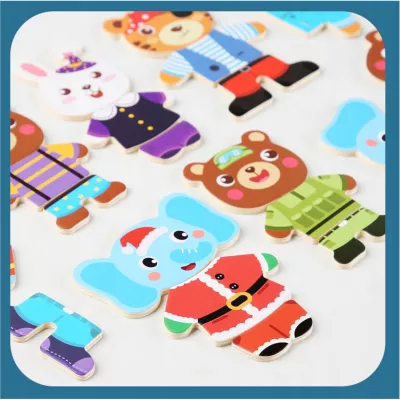 Drewniana układanka skrzynka z zwierzątkami edukacyjna zabawka dla dzieci