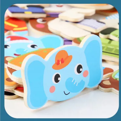 Drewniana układanka skrzynka z zwierzątkami edukacyjna zabawka dla dzieci