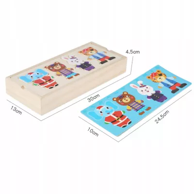 Drewniana układanka skrzynka z zwierzątkami edukacyjna zabawka dla dzieci