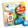 Drewniana układanka puzzle pojazdy dla dzieci 18m+ samolot rakieta pociąg