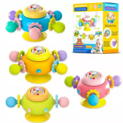 Zestaw grzechotek z przyssawką spinnery sensoryczne dla niemowląt