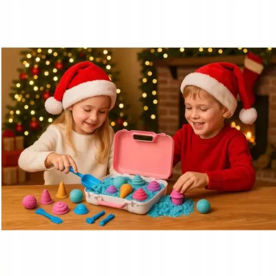 Piasek Kinetyczny dla dzieci Magiczny lodziarnia 1kg lody Foremki 3+