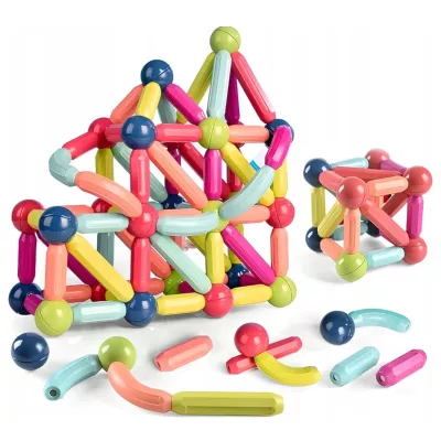 Klocki Magnetyczne Konstrukcyjne dla dzieci zestaw edukacyjny 64 el.