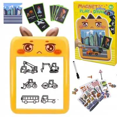 Tablica magnetyczna do rysowania dla dzieci układanka auta pojazdy pisak