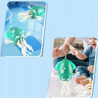 Tańcząca Ośmiornica USB - Interaktywna Zabawka z Muzyką i LED + Wędka