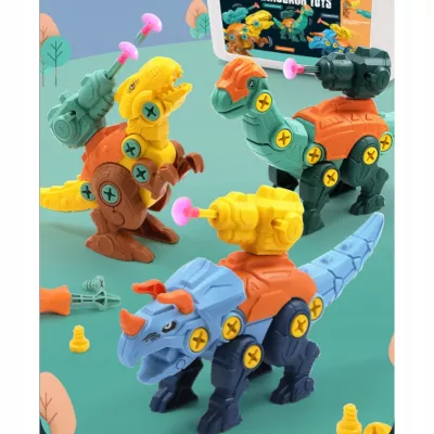 Zestaw Klocków konstrukcyjnych dla Dzieci Dinozaury Wyrzutnie Śrubokręty