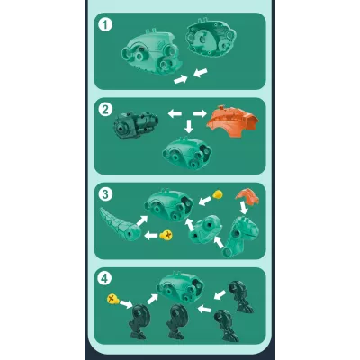 Zestaw Klocków konstrukcyjnych dla Dzieci Dinozaury Wyrzutnie Śrubokręty