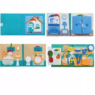Cicha Książeczka dla dzieci Tablica Manipulacyjna Montessori Filcowa dom