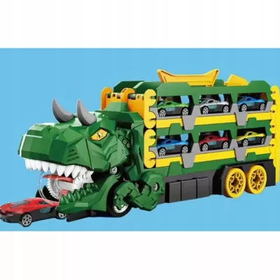Ciężarówka Dinozaur Tor Wyścigowy zjeżdżalnia 6 Aut resoraki dla Dzieci