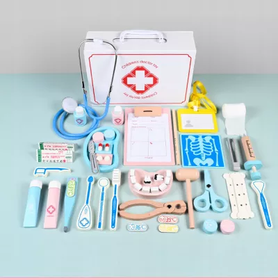 Zestaw Lekarski Mały Doktor XXL Apteczka Dentysta 3+ drewniane elementy