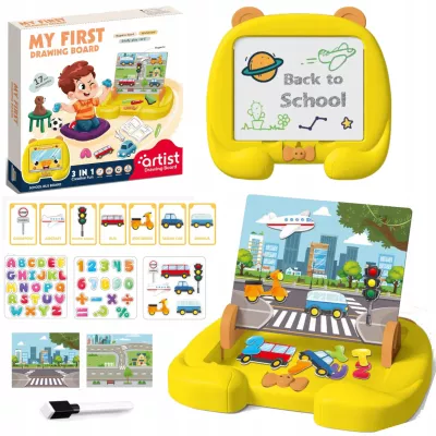 Tablica Magnetyczna Edukacyjna do rysowania dla dzieci układanka pojazdy