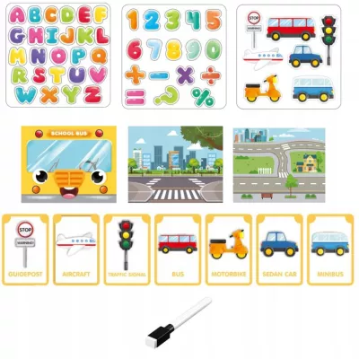 Tablica Magnetyczna Edukacyjna do rysowania dla dzieci układanka pojazdy